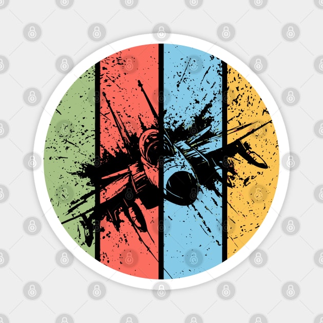 Vintage Grunge Airplane Pop Art – Retro Aviation Distressed Tee Magnet by TuncGK